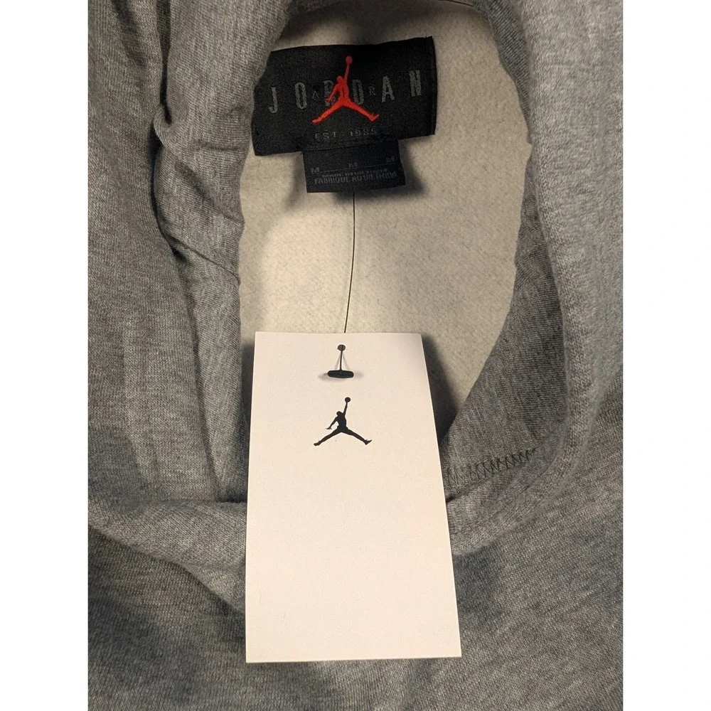 Jordan Hoodie Mens Medium Gray Brooklyn Fleece Jumpman Logo DQ7466-091 NWT